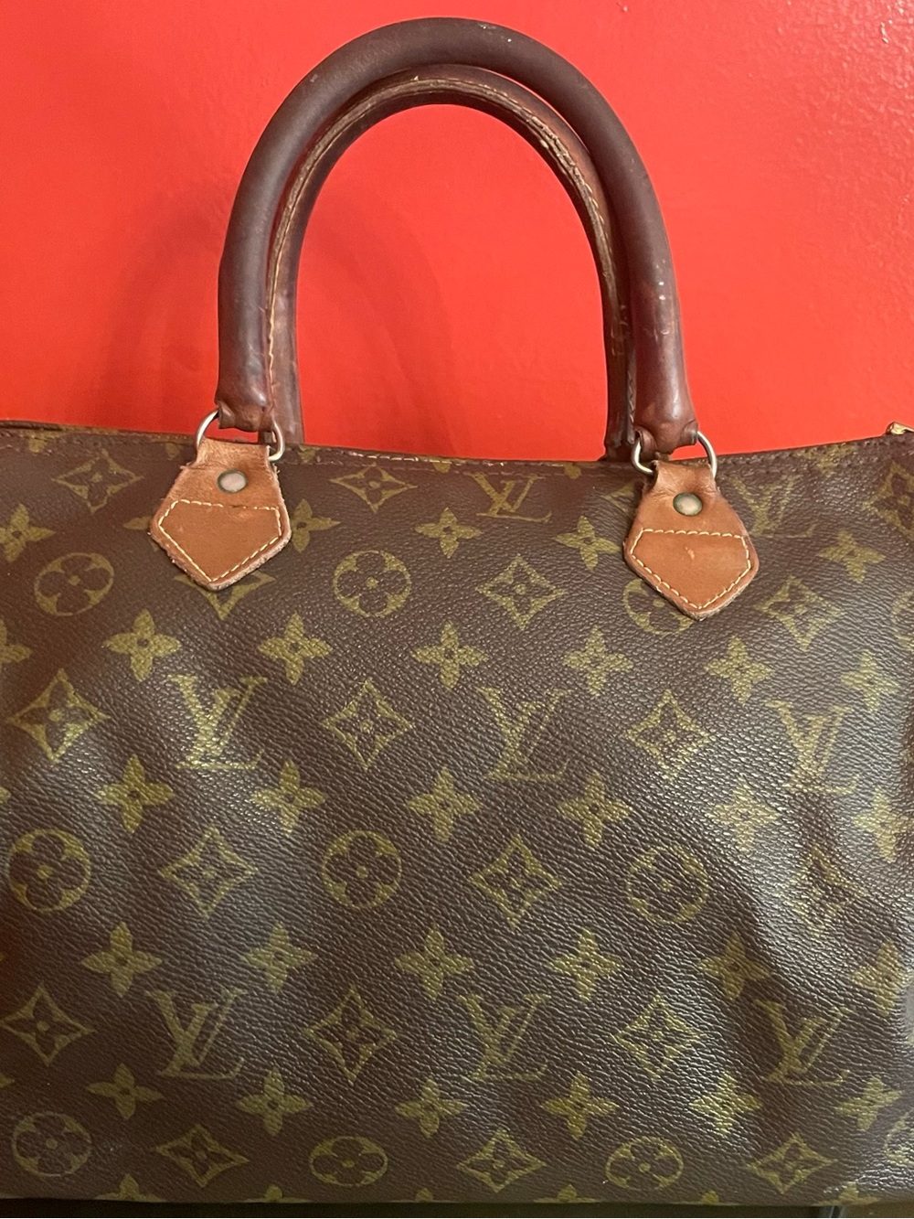Vintage Louis Vuitton Brown Monogram French Co Speedy 30 Tucky Lock USA